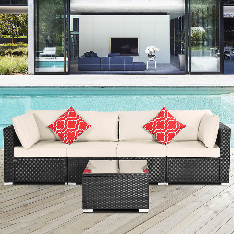 Agaran 5 piece online rattan sectional